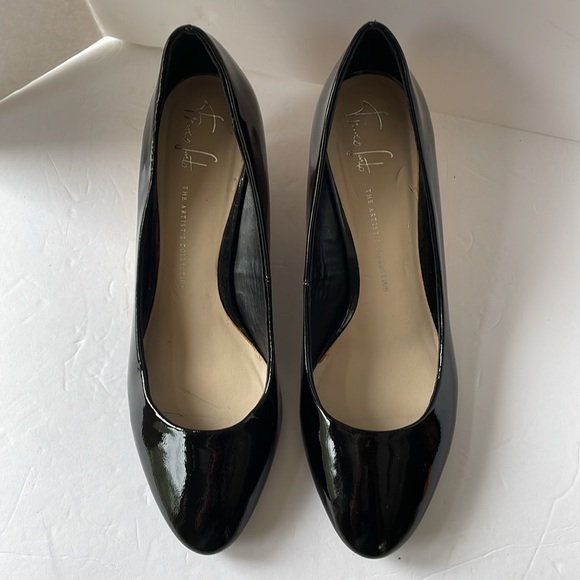 Franco Sarto shoes size 10 black patent leather wedge - Picture 6 of 10